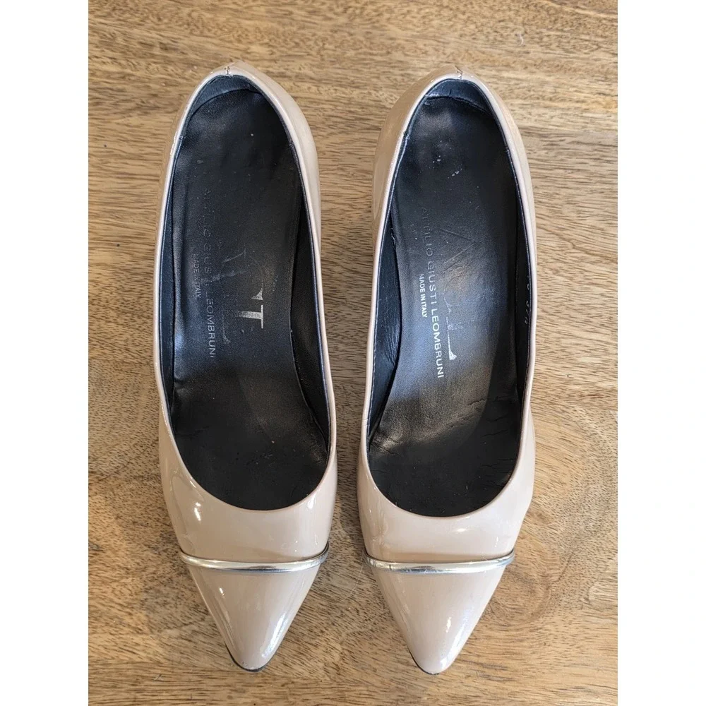 AGL Attilio Giusti Leombruni Rand Pumps Block Heels Beige Shoes Sz‎ 37.5